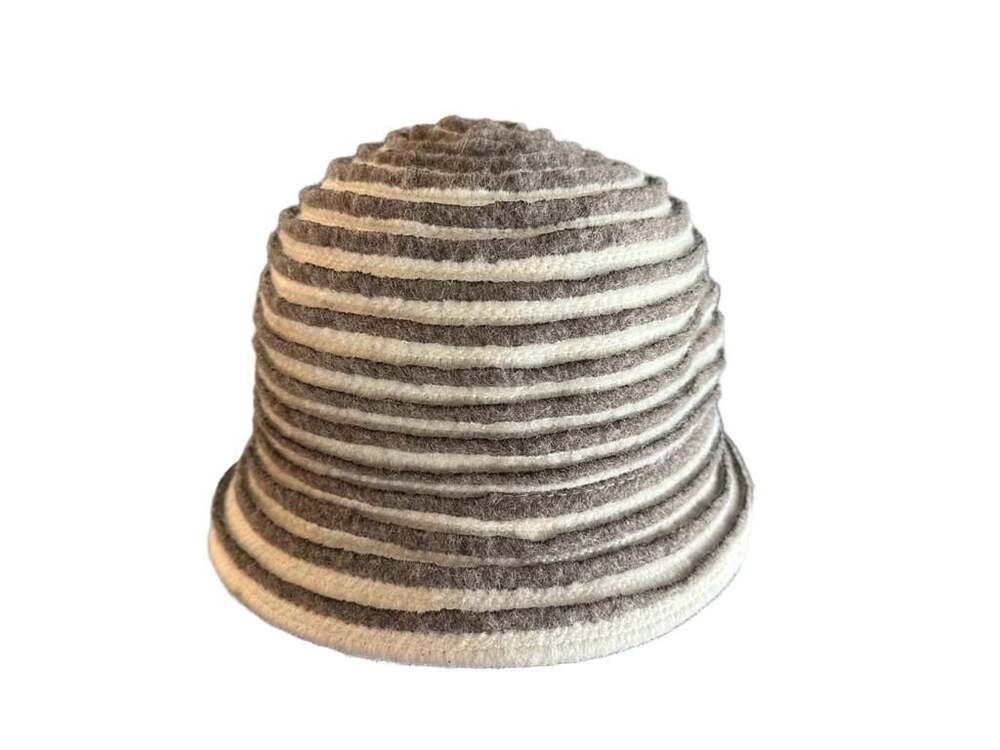 Complit by Marisa Striped Wool Blend Bucket Cloche Hat